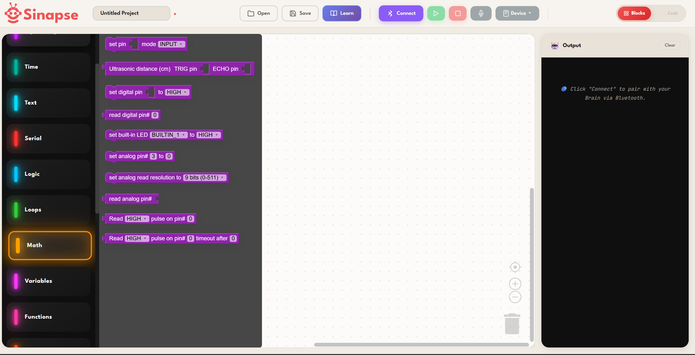 Sinapse IDE — Input/Output blocks